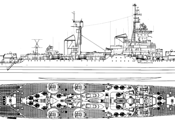 Крейсер СССР Murmansk 1968 [Sverdlov Class Cruiser] - чертежи, габариты, рисунки
